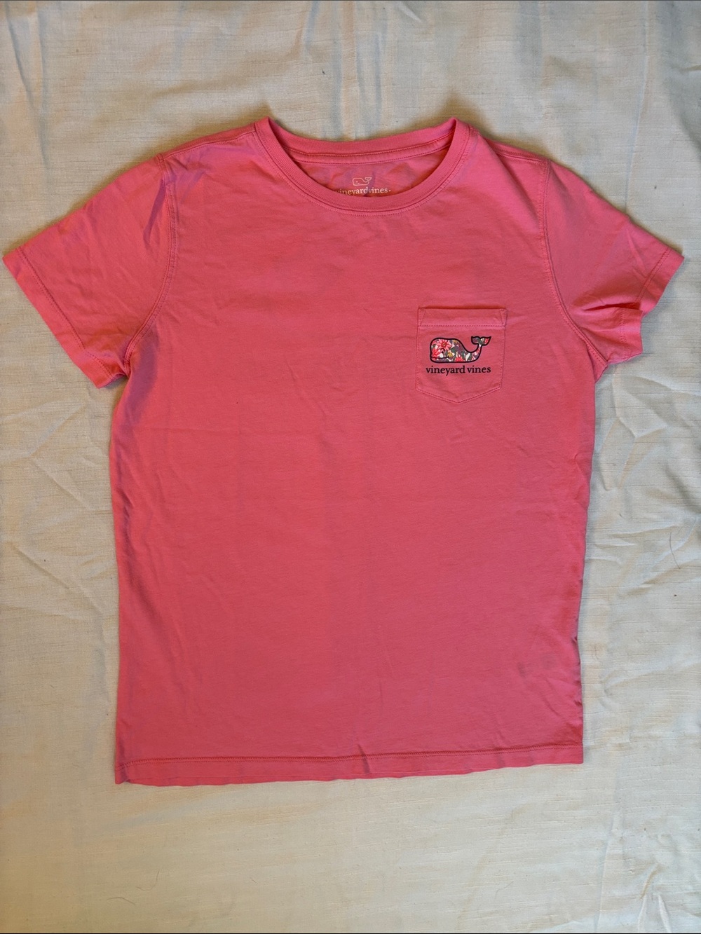 Vineyard Vines Women’s Coral Pink Whale Pocket Tee